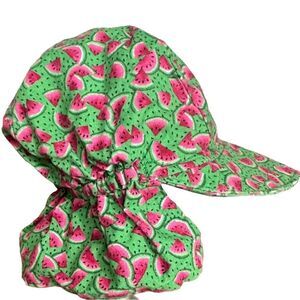 Gillsies Baby Kids Watermelon Print Colorful Sun Hat Brim & Neck Flap. Medium.